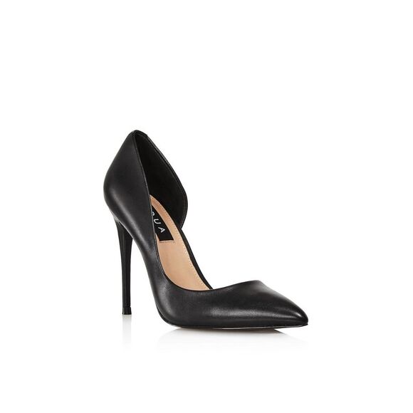 AQUA Shoes - AQUA Womens Black Half D'orsay Dion Toe Stiletto Slip On Leather Pumps 7.5 M